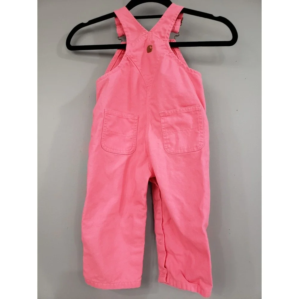 Carhartt‎ Baby Girl Pink Overalls 18 Months Snap Bottom Toddler